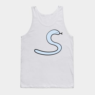 Cute Silly Simple Minimalist Pastel Blue Snake Tank Top